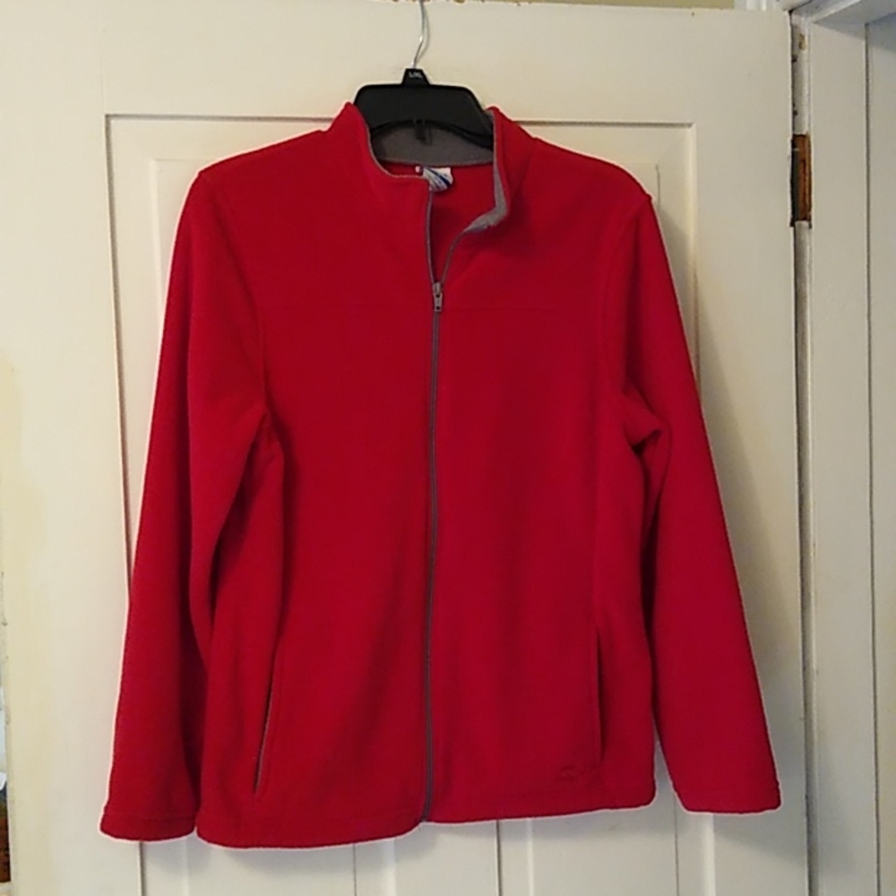 Starter Red Fleece Zip Front Jacket Women's Size XL 14/16 Cozy Winter